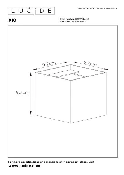 Lucide XIO - Applique murale - LED Dim. - G9 - 1x4W 2700K - Angle du faisceau réglable - Gris - TECHNISCH